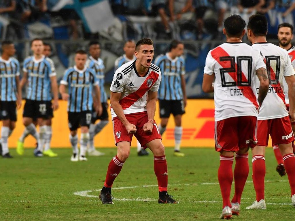 Borré comemora gol diante do Grêmio na Libertadores de 2018 - Foto: Reprodução / River Plate