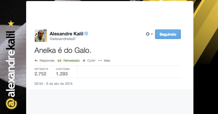 A torcida chegou a levar cartazes para os jogos do Atlético-MG desejando boas vindas a Anelka