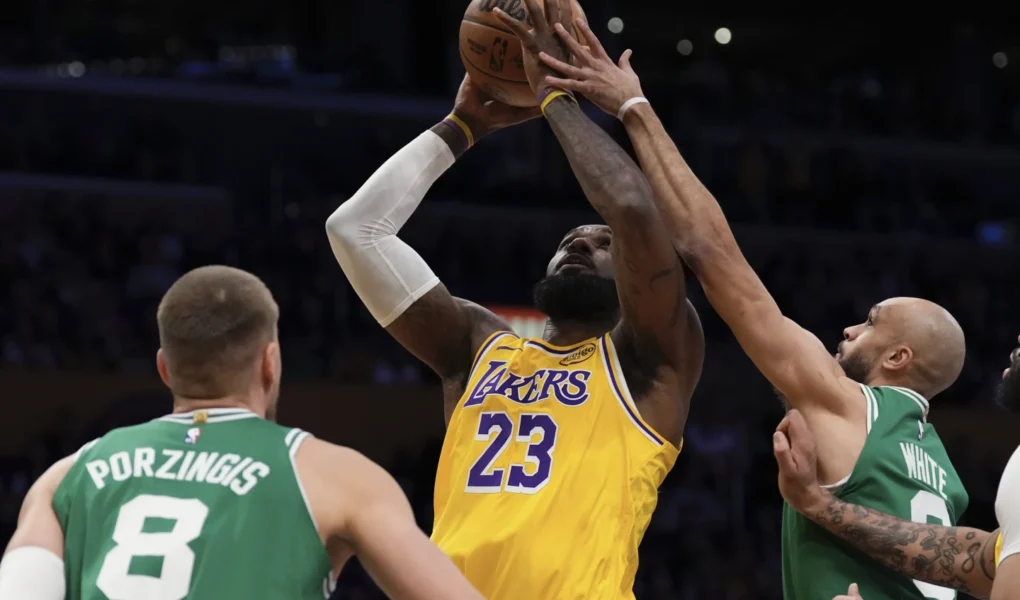 LeBron James em Lakers x Celtics na atual temporada da NBA