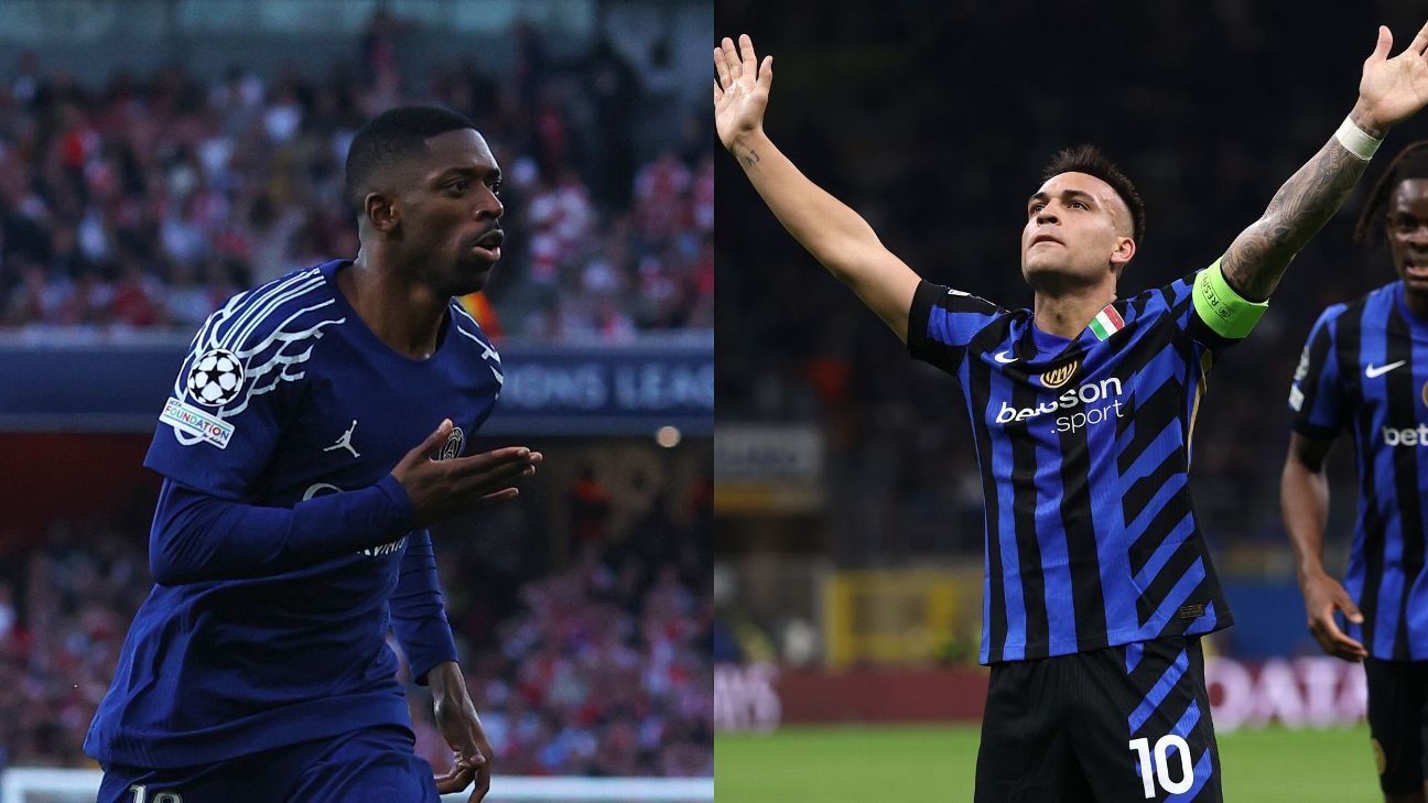 Champions League: Ousmané Dembélé, do PSG, e Lautaro Martínez, da Inter (Foto: ESPN/Getty Images)