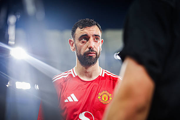 Bruno Fernandes em ação pelo Manchester United em amistoso realizado na última semana. Foto: Lyn/Manchester United via Getty Images — Divulgação.