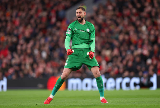 Donnarumma foi heroi da classificação do PSG diante do Liverpool, em Anfield, nas oitavas da Champions. Foto: Julian Finney/Getty Images — Reprodução.