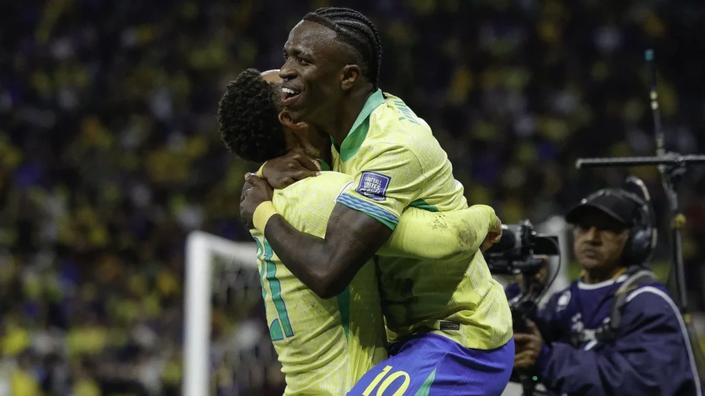 Vini Jr marca o gol que garantiu a Seleção Brasileira na Copa do Mundo com a vitória diante do Paraguai