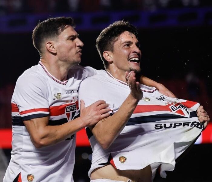 Pablo Maia na comemoração do gol do São Paulo. Foto: Adriana Spaccasassi Bianchi/Mochila Press — Reprodução.
