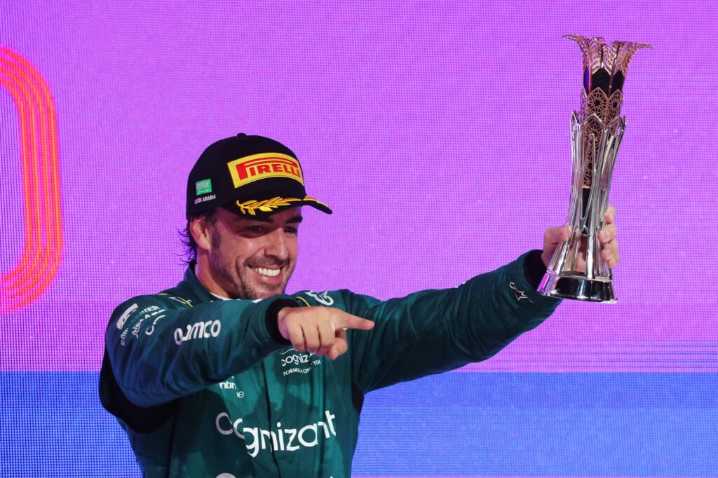 O último pódio de Fernando Alonso no GP da Arábia Saudita em 2023