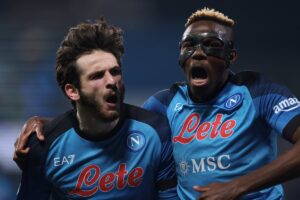 Kvaratskhelia e Osimhen, dois grandes destaques do Napoli nos últimos anos.
