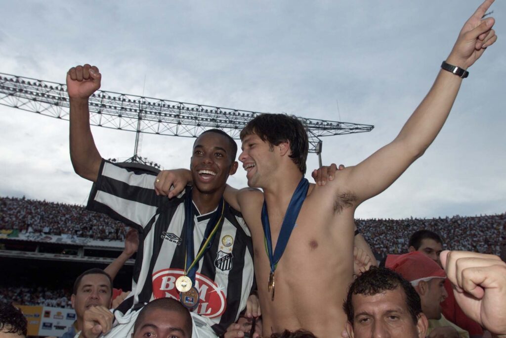Robinho e Diego comemoram o título brasileiro de 2002