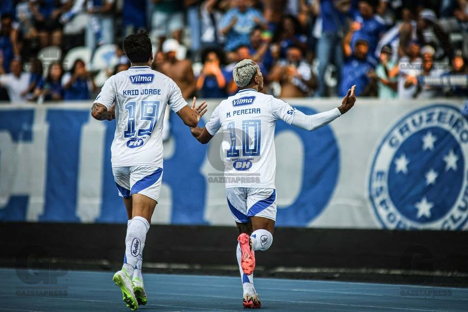 Foi o terceiro gol de Matheus Pereira pelo Cruzeiro neste Brasileirão 2025. Foto: Filipe Reveles/Photo Premium — Reprodução.