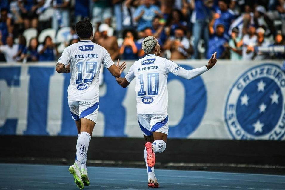 Foi o terceiro gol de Matheus Pereira pelo Cruzeiro neste Brasileirão 2025. Foto: Filipe Reveles/Photo Premium — Reprodução.