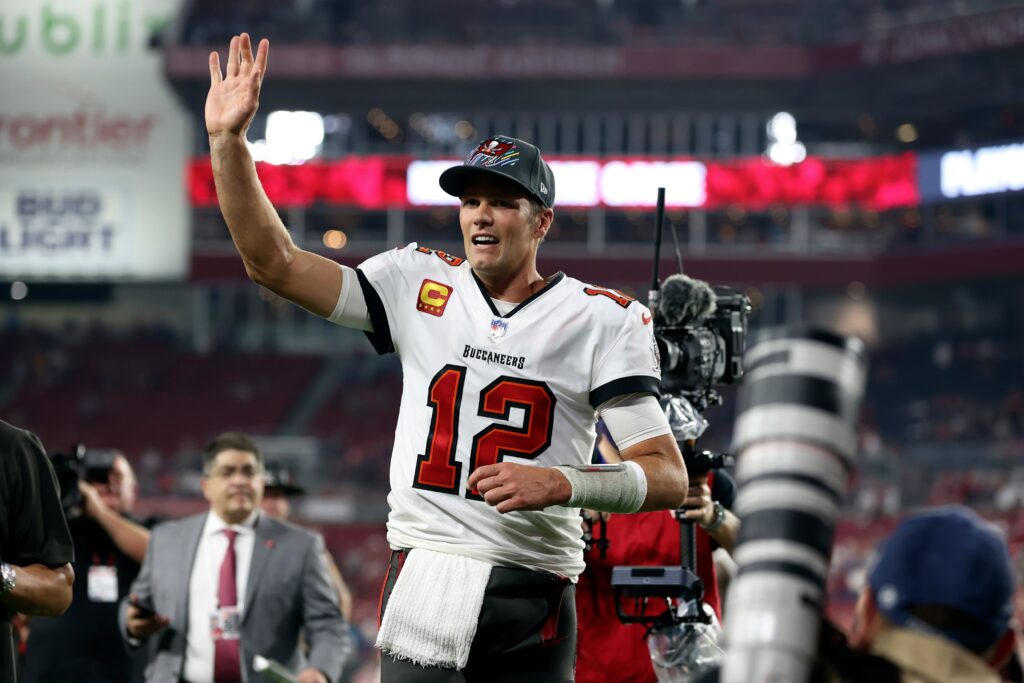 Tom Brady no final da carreira jogando pelo Tampa Bay Buccaneers 