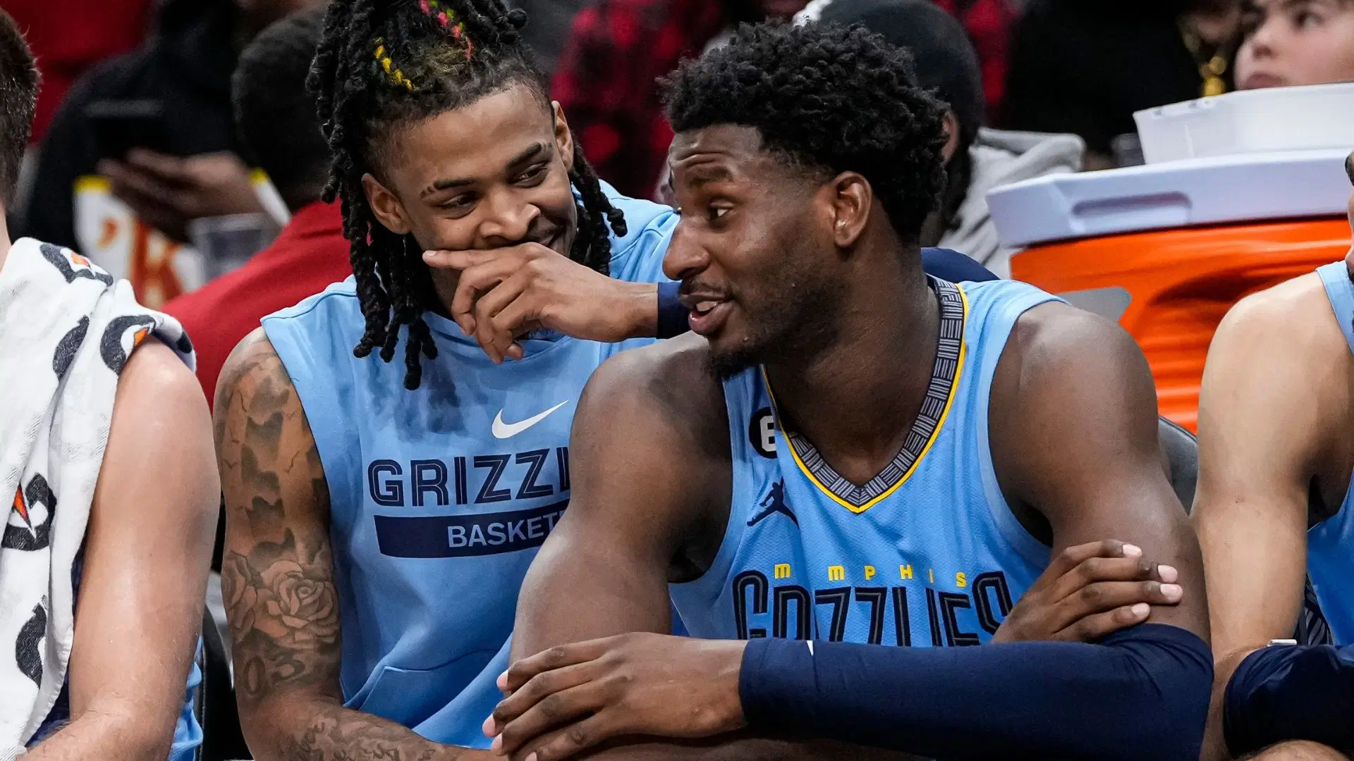 Ja Morant e Jaren Jackson Jr. (Foto: Dale Zanine-Imagn Images)