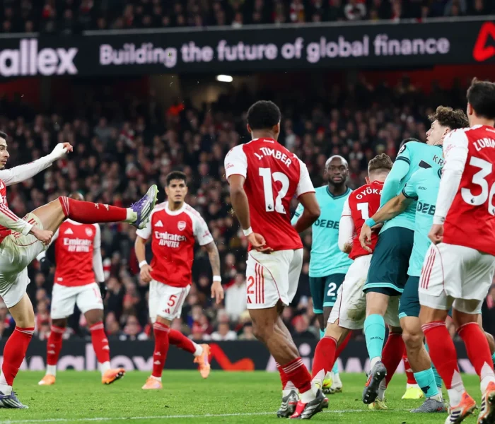 Gabriel Martinelli foi um dos jogadores do Arsenal que mais finalizou na partida. Foto: Divulgação/Premier League.