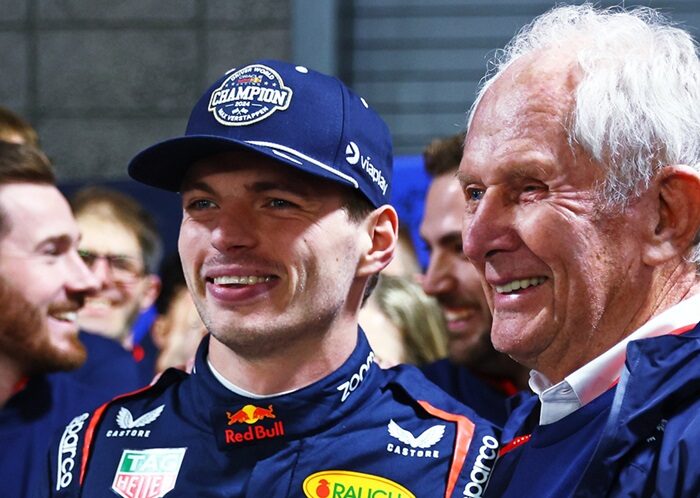 Helmut Marko ao lado de Max Verstappen
