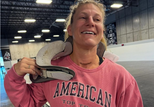 Kayla Harrison, campeã do peso-galo no UFC, passou por cirurgia no pescoço