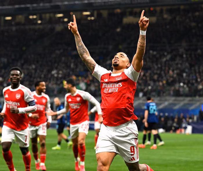 Gabriel Jesus, autor de dois dos três gols da vitória do Arsenal sobre a Inter de Milão. Foto: Divulgação/Arsenal