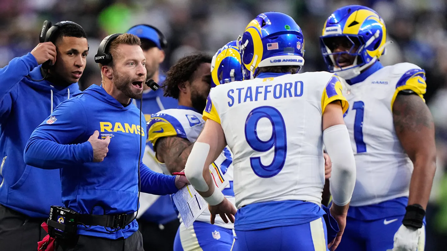Sean McVay e Matthew Stafford (Foto: AP Photo/Stephen Brashear)