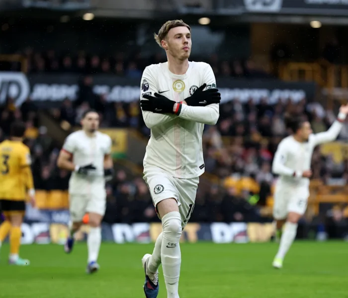 Palmer comemora o gol sua tradicional celebração. Foto: Divulgação/Chelsea FC - Inglaterra