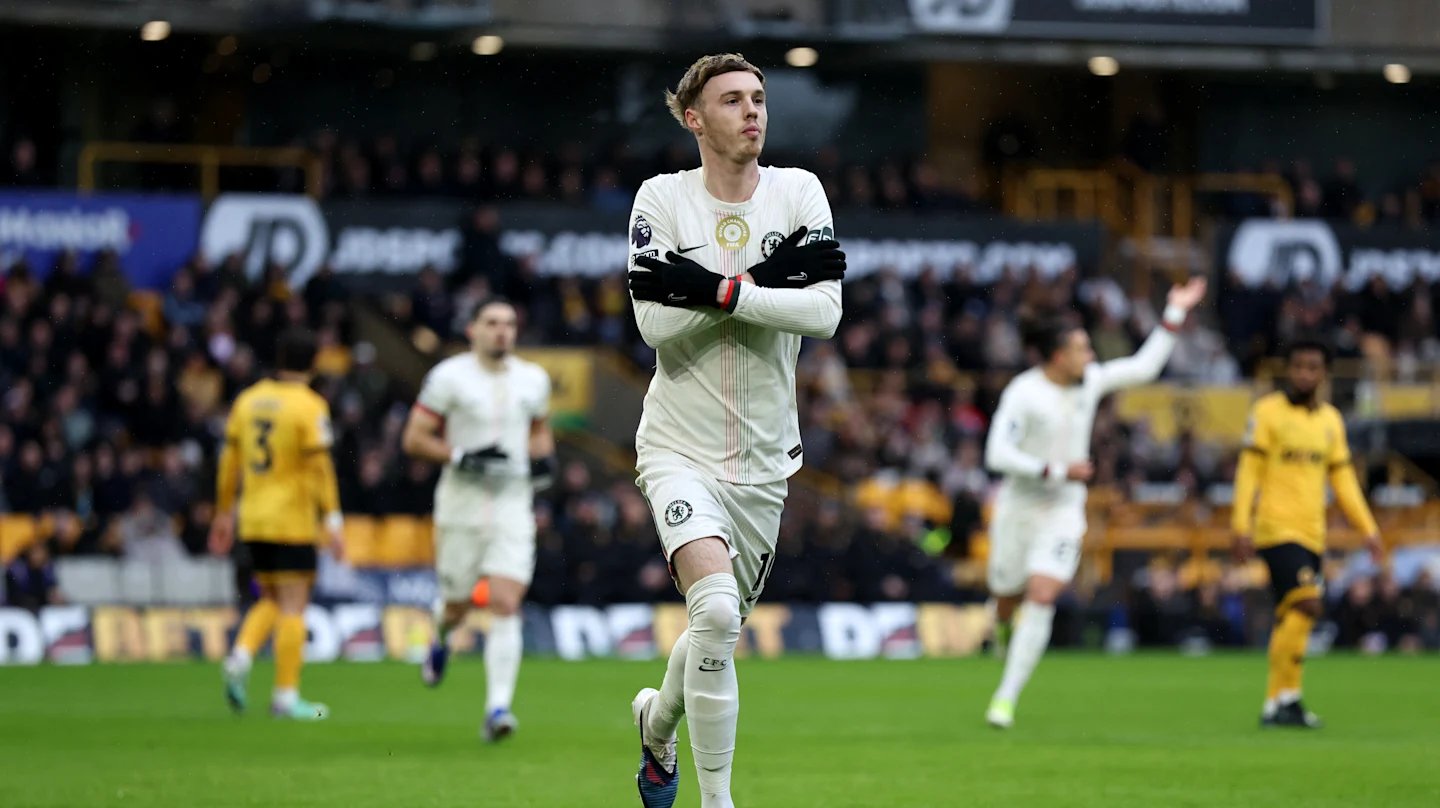 Palmer comemora o gol sua tradicional celebração. Foto: Divulgação/Chelsea FC - Inglaterra