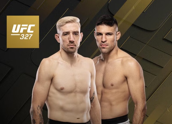 Vicente Luque (direita) enfrenta Daukaus no UFC 327