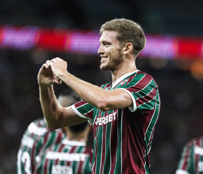 Castillo comemora o primeiro com a camisa do Fluminense. Foto: Lucas Merçon/Fluminense F.C.