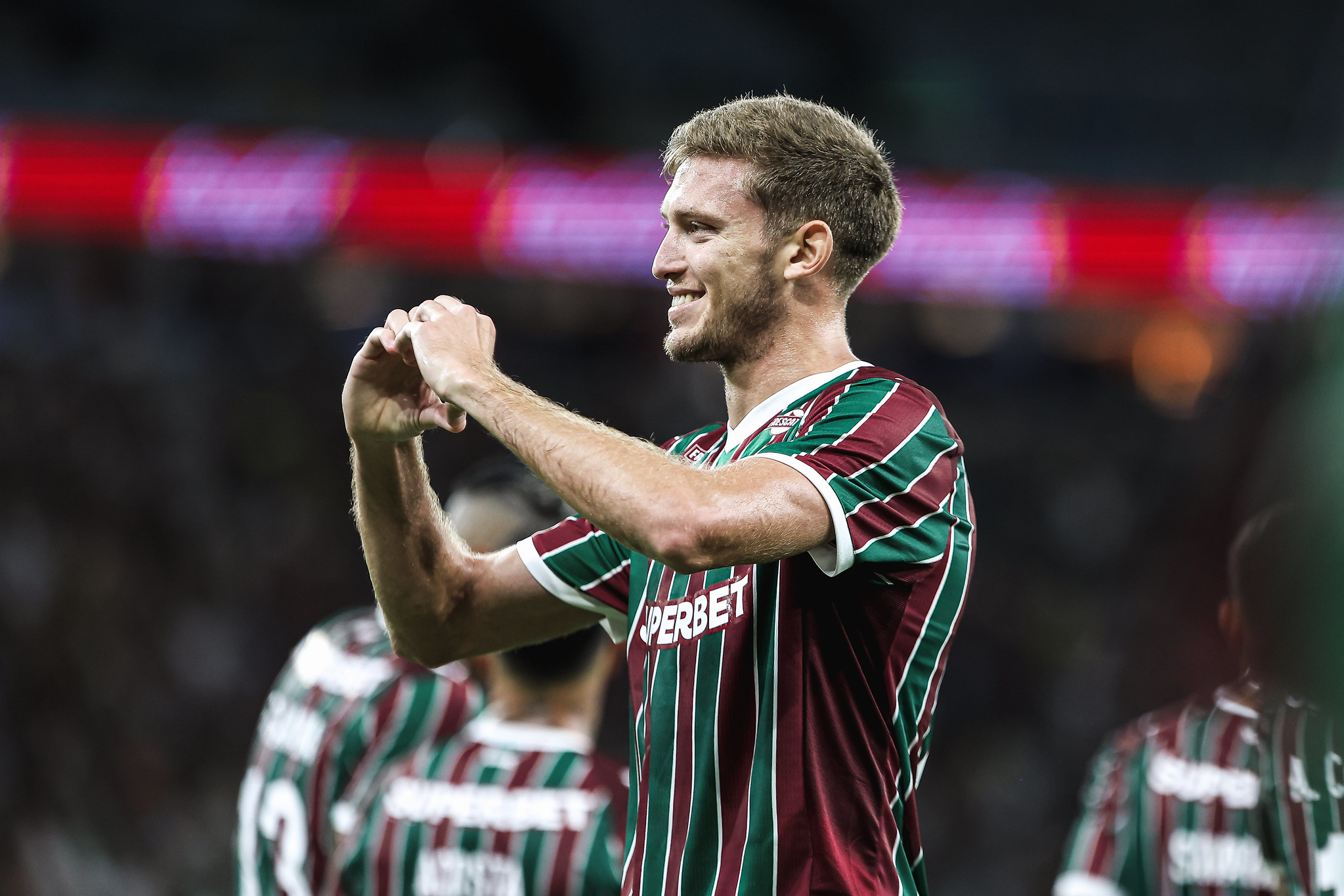 Castillo comemora o primeiro com a camisa do Fluminense. Foto: Lucas Merçon/Fluminense F.C.