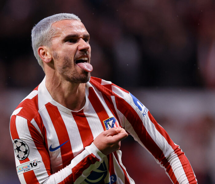 Griezmann, do Atlético de Madrid, celebra gol marcado contra o Tottenham