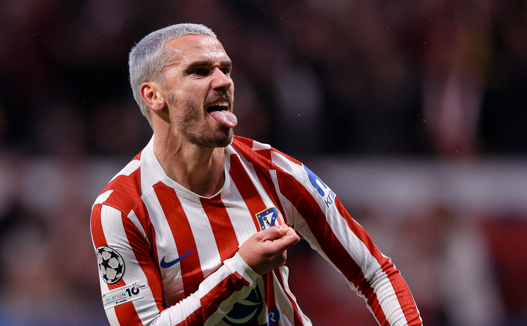 Griezmann, do Atlético de Madrid, celebra gol marcado contra o Tottenham