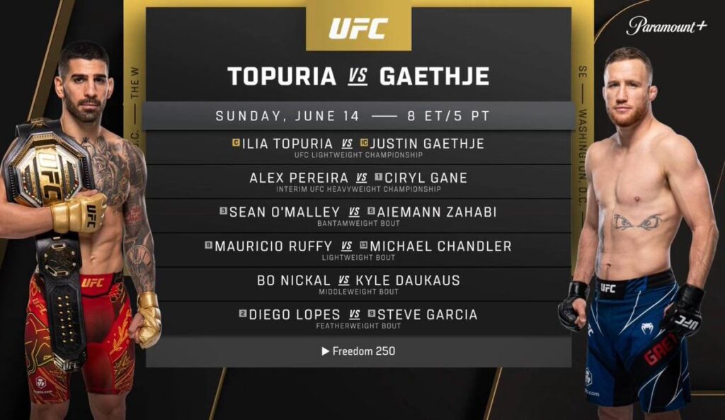O UFC Freedom 250 já tem seis lutas marcadas