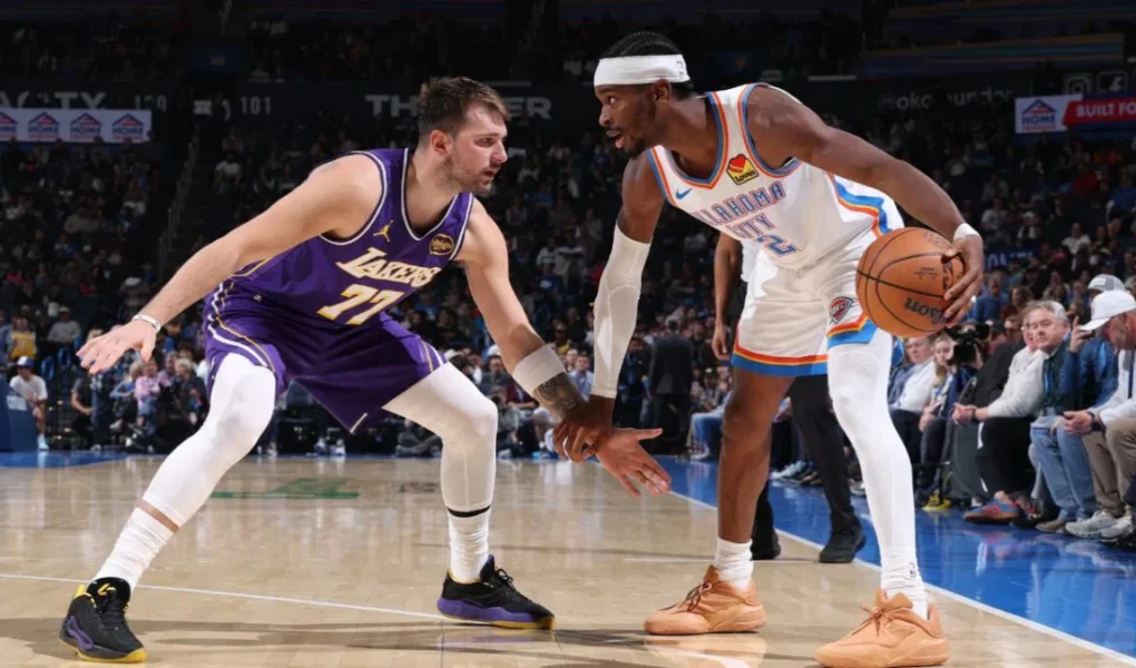 Luka Doncic defending SGA