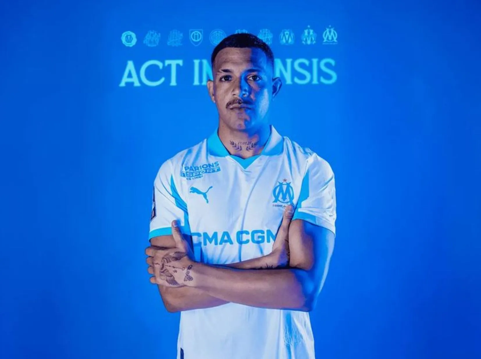 Anúncio oficial de Facundo Medina no Olympique de Marseille. Foto: Reprodução/Ligue 1