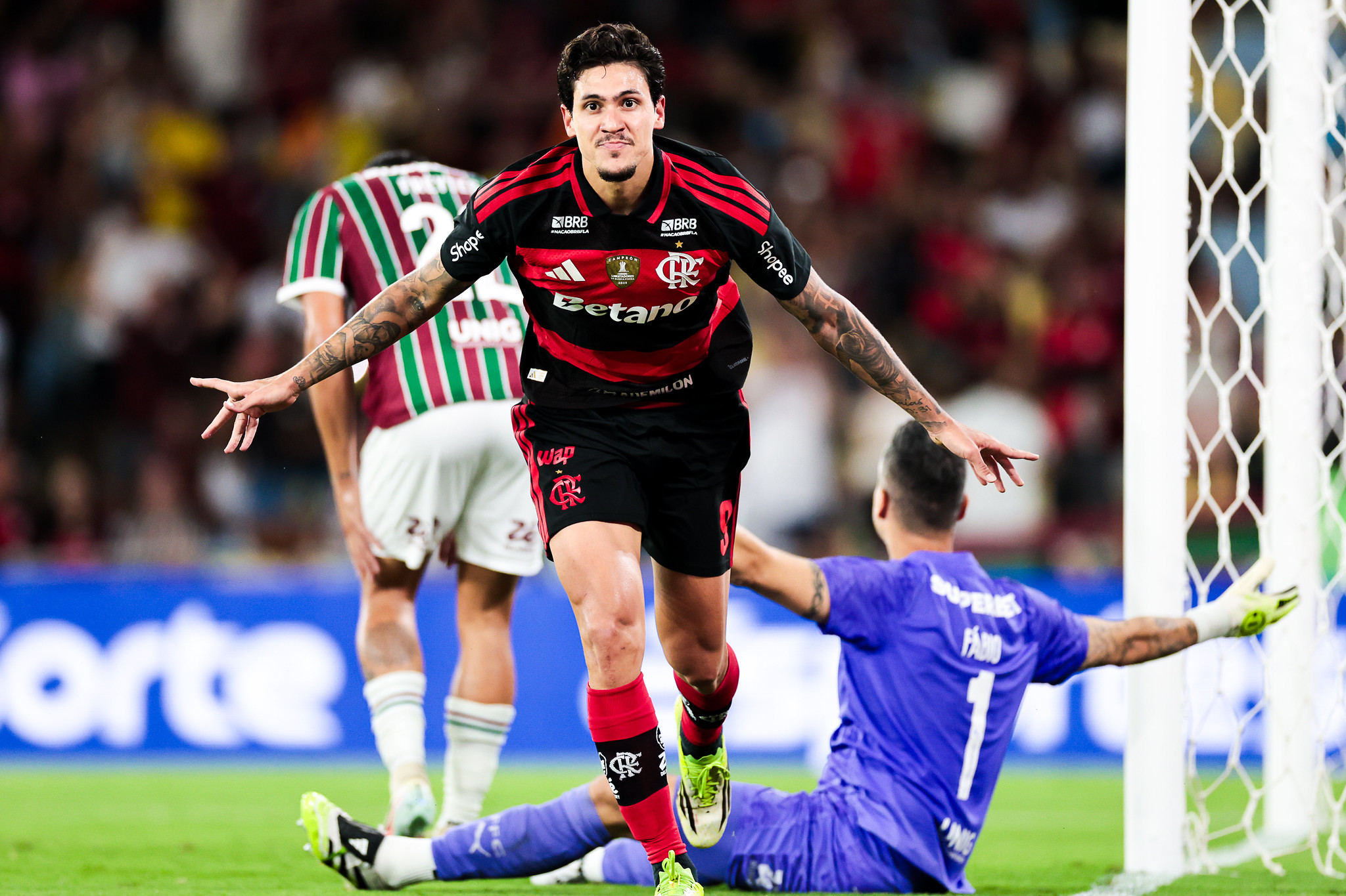 Pedro comemora o gol no Fla x Flu. Foto: Gilvan De Souza/Flamengo