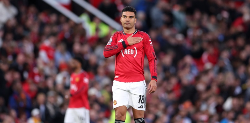 Casemiro durante jogo do Manchester United - Copa do Mundo