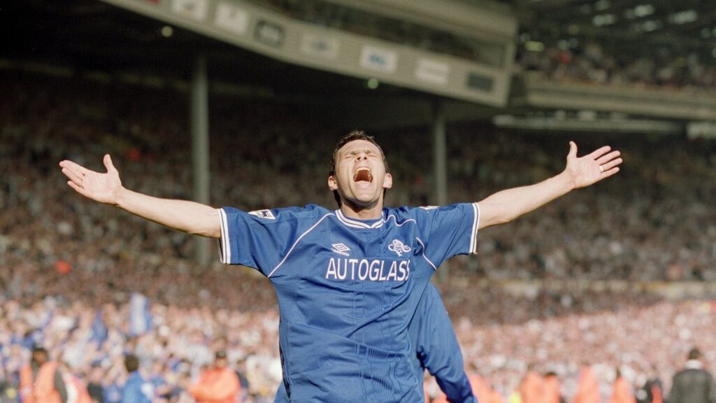 Gustavo Poyet no Chelsea. Foto: Reprodução/Sky Sports
