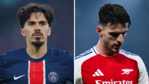 vitinha e rice arsenal psg