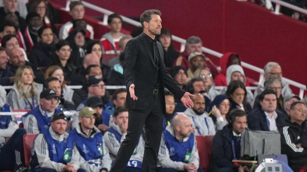 Diego Simeone. treinador do Atlético de Mardrid. Foto: AP Photo/Alastair Grant