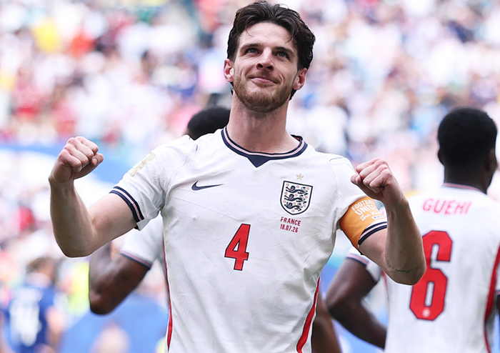 Declan Rice marcou na vitória da Inglaterra sobre a França
