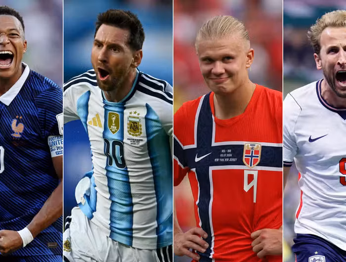 messi haaland mbappe kane bola de ouro