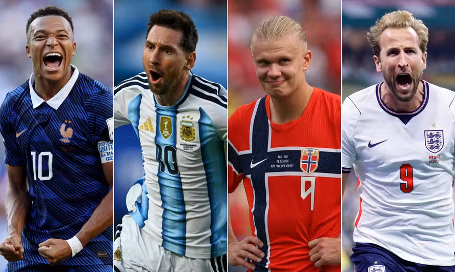 messi haaland mbappe kane bola de ouro