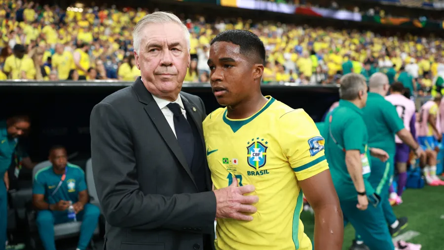 Endrick, Carlo Ancelotti, Copa do Mundo 2026. Foto: Michael Regan/FIFA via Getty Images.