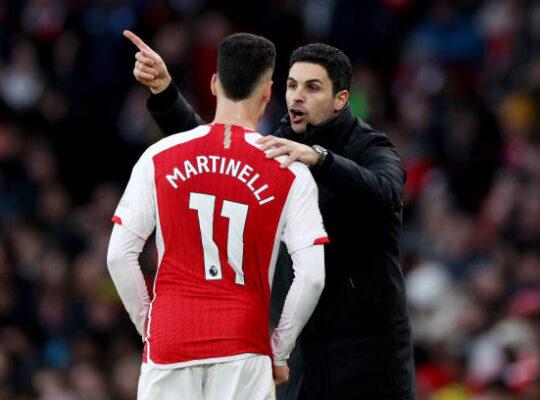 Gabriel Martinelli, Mikel Arteta, Arsenal. Foto: Richard Heathcote/Getty Images