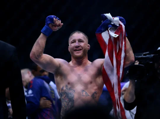 Justin Gaethje após vencer Ilia Topuria no UFC Casa Branca