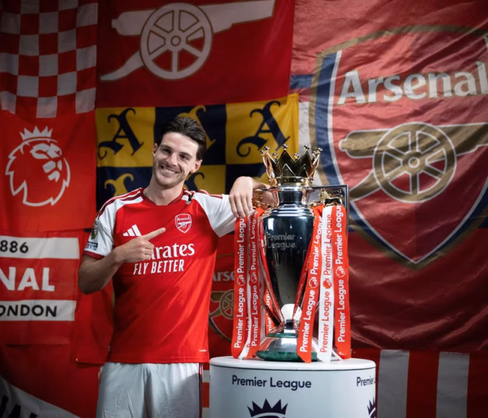 Declan Rice, Arsenal, Premier League. Foto: Reprodução/Arsenal FC