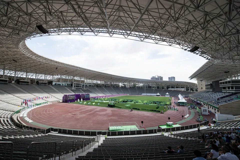 Tofiq Bahramov Republican Stadium, no Azerbaijão. Foto: Reprodução/The Sun via Alamy.