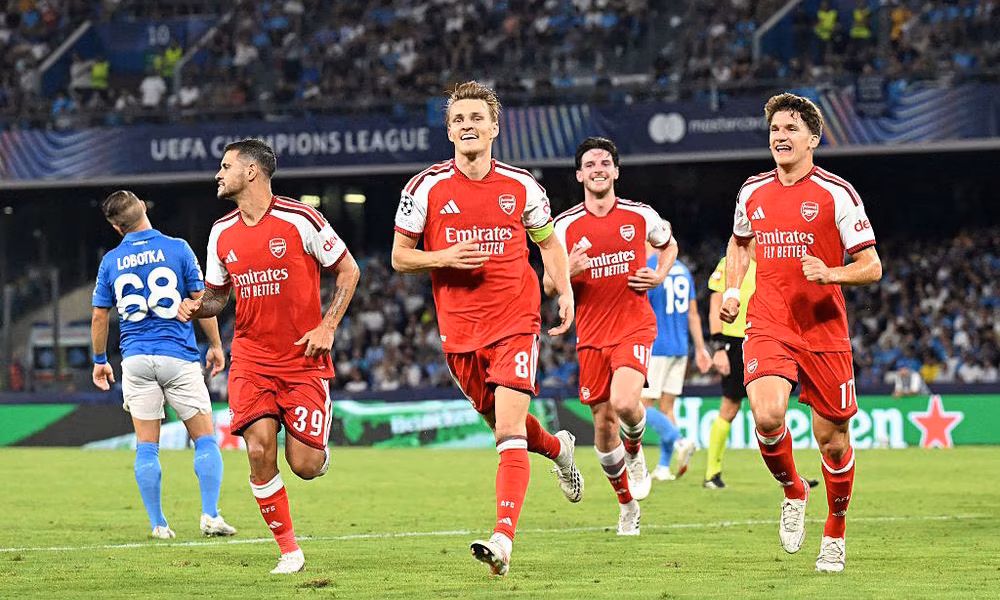 Napoli 0 x 1 Arsenal, Champions League 2026/27. Foto: David Price/Stuart MacFarlane/Arsenal FC via site oficial.