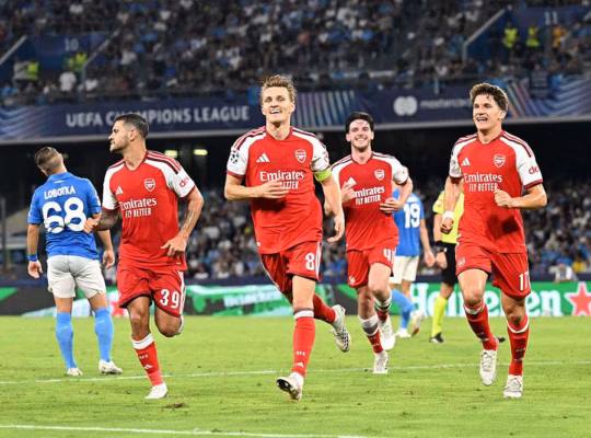 Napoli 0 x 1 Arsenal, Champions League 2026/27. Foto: David Price/Stuart MacFarlane/Arsenal FC via site oficial.