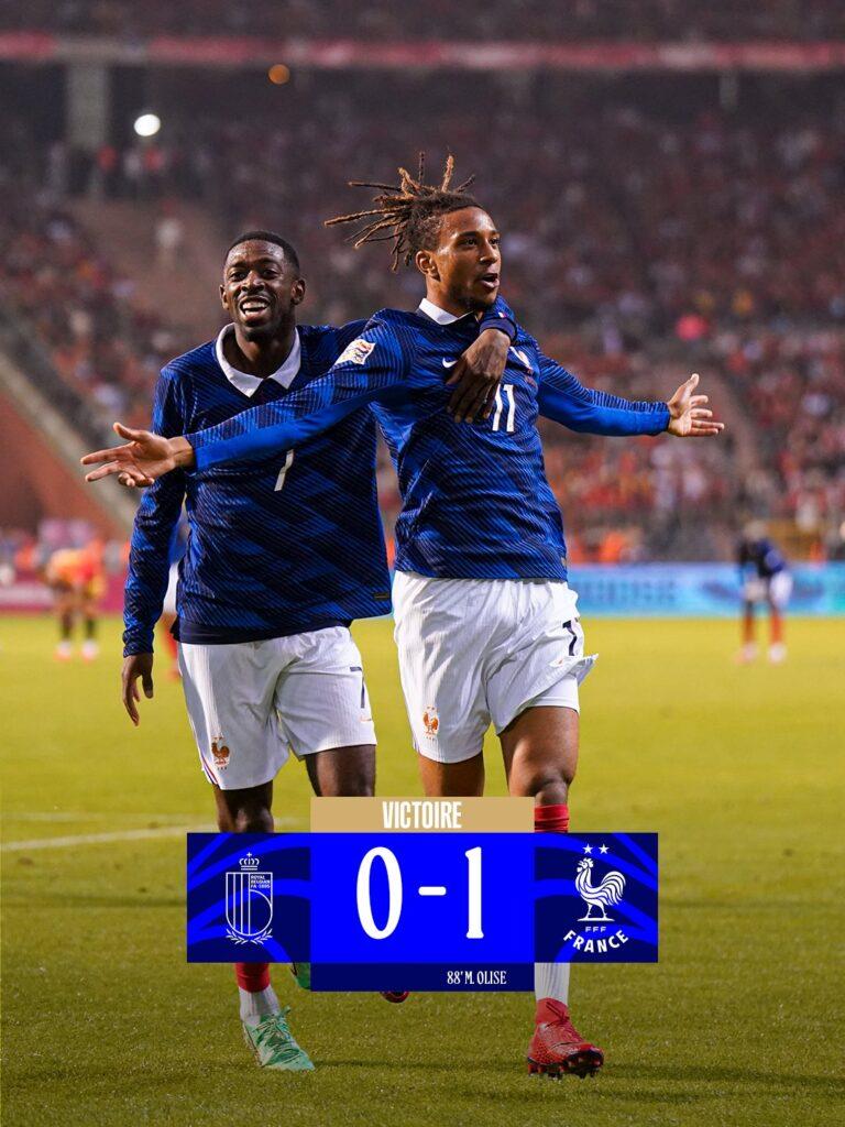Olise salva a França com gol no fim e derrota a Bélgica na Nations League