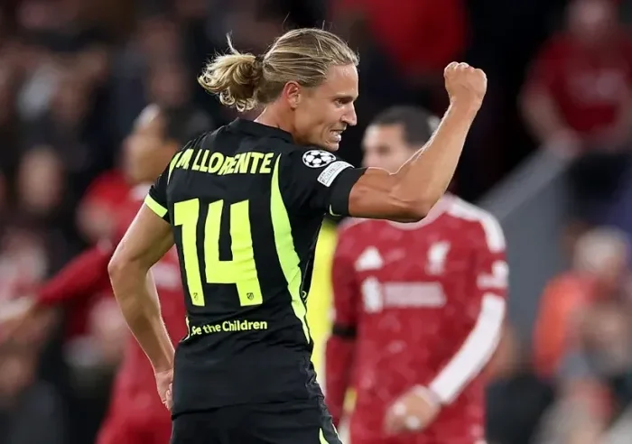 Marcos Llorente, Liverpool x Atlético de Madrid, Champions League 2026/27. Foto: EFE/EPA/Adam Vaughan.