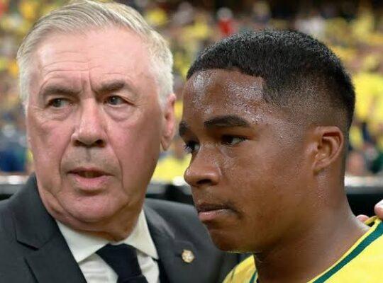 Endrick e Carlo Ancelotti - Seleção Brasileira