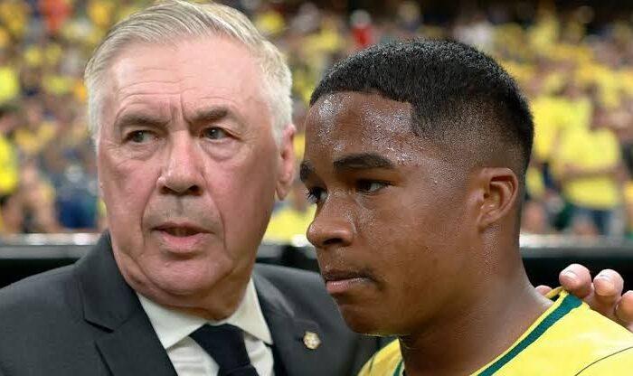 Endrick e Carlo Ancelotti - Seleção Brasileira