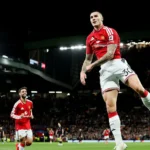 Šeško marcando primeiro gol pela temporada